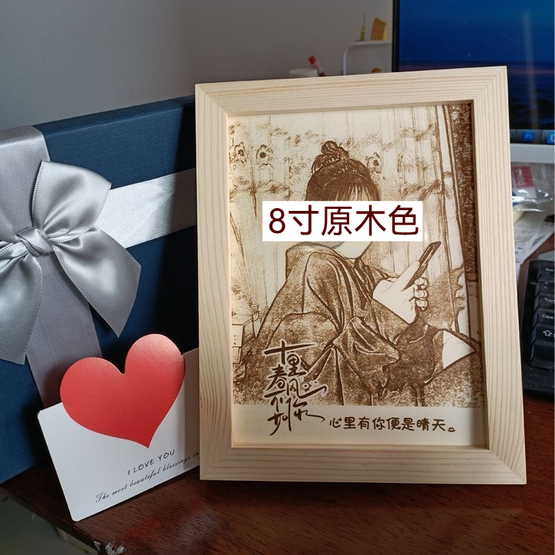 客製化木刻相框 木刻畫照片 情侶閨蜜訂製 週年結婚 紀念日 情人節 生日 畢業 父親節 母親節禮物 雷雕雕刻 來圖定製 | 蝦皮購物