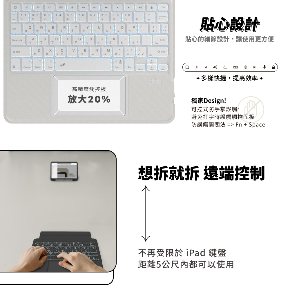 eiP｜Magnetix 磁吸可拆式鍵盤快捷鍵版 iPad 鍵盤 藍芽鍵盤 平板殼 2024 Pro 11 觸控板 | 蝦皮購物