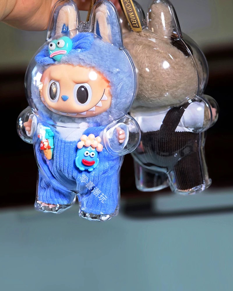 【送防塵袋】Labubu 一代馬卡龍 透明保護殼 高清 糖膠絨毛公仔 外出 背包 掛飾 泡泡瑪特 拉布布 二代坐坐派對 | 蝦皮購物