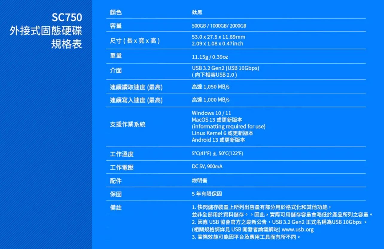 ADATA威剛 SC750 1TB 500G 外接式SSD固態硬碟 USB3.2 Gen2 SSD 固態硬碟 五年保固 | 蝦皮購物