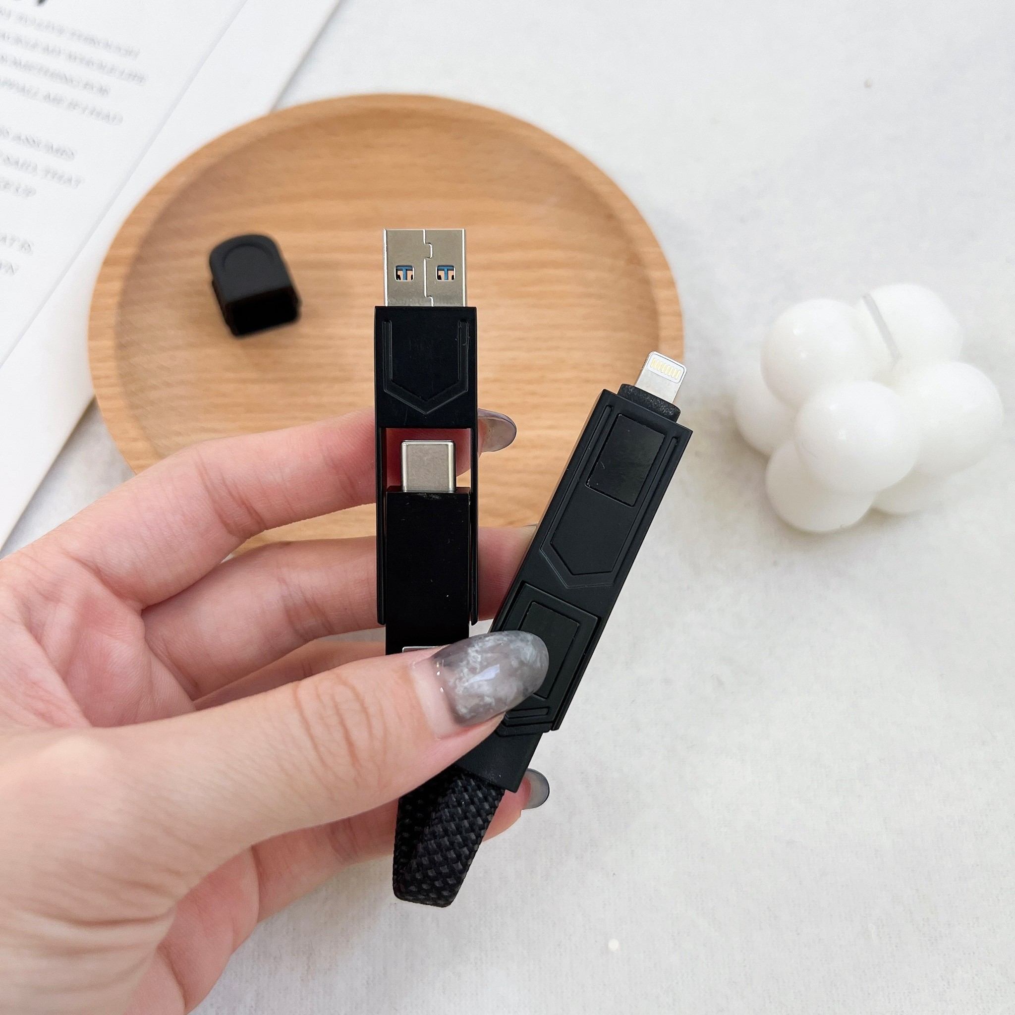 六合一鑰匙扣短線 100W快充充電線 隨身攜帶 適合多設備 Type-C Micro-USB 水果頭 手機 平板 快充 | 蝦皮購物