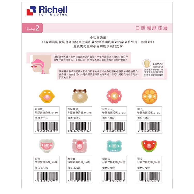 日本 Richell 利其爾 矽膠安撫奶嘴 俏皮繽紛樂系列 （基本型／凸起型） | 蝦皮購物