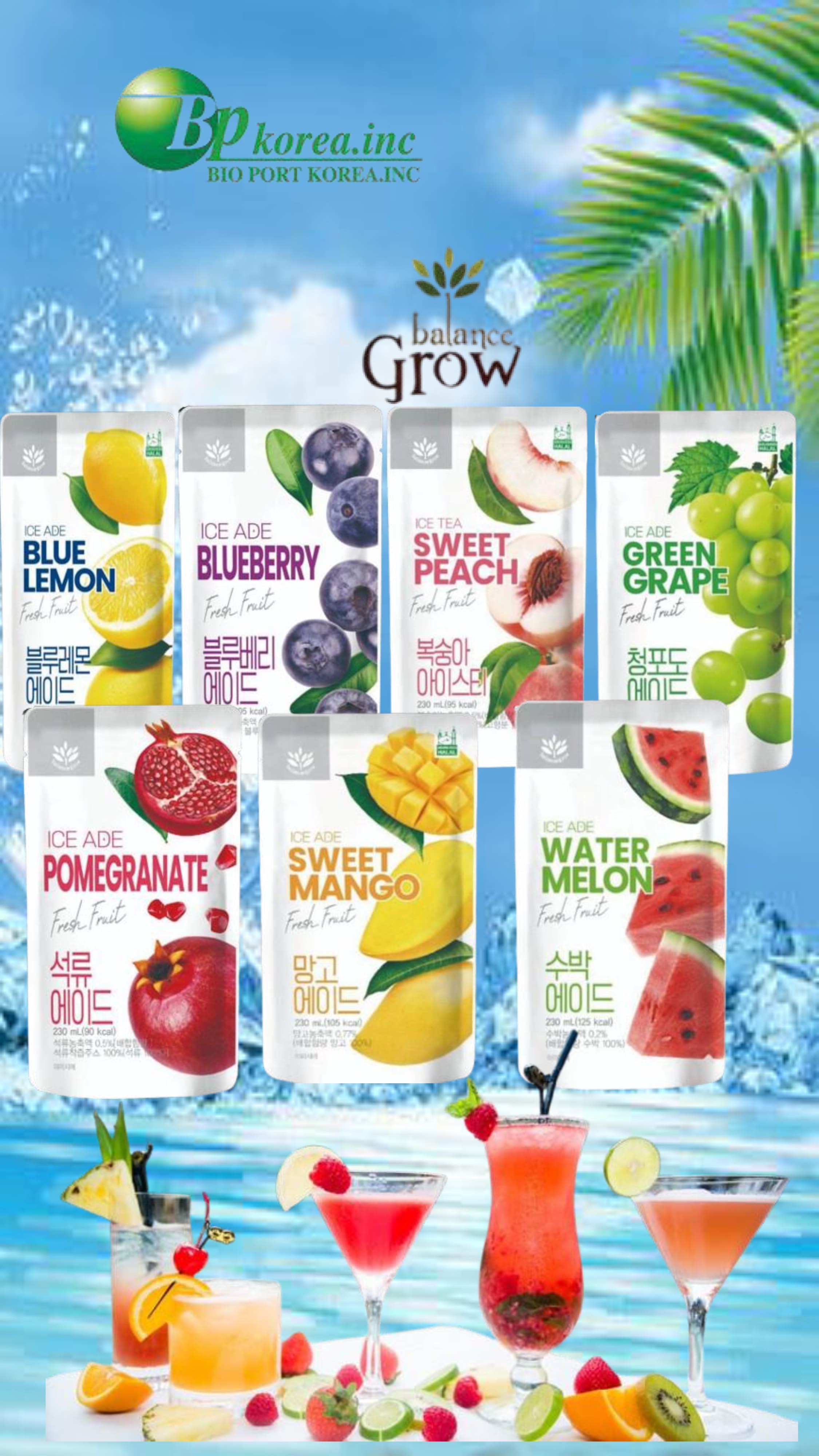 🇰🇷🇰🇷🇰🇷 韓國美味福Balance Grow ICE ADE藍莓🫐風味果汁飲 230ml (10入) | 蝦皮購物