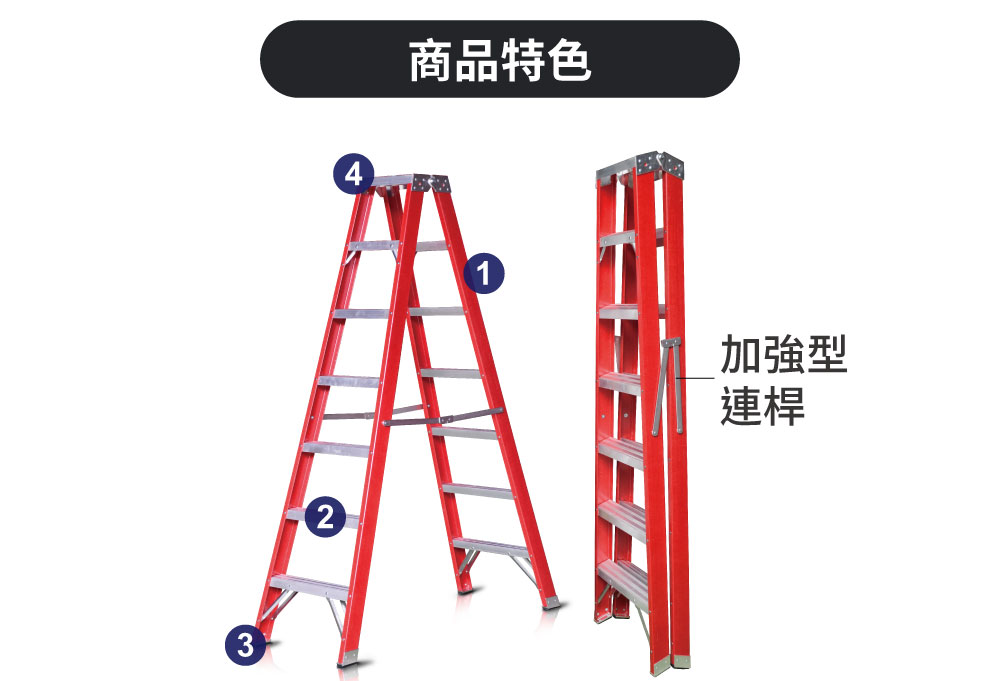 【梯老闆】絕緣寬踏板合梯-7尺/7階(A字梯/玻璃纖維梯/荷重150公斤/抗電壓35kV/FRP梯/免運費) | 蝦皮購物