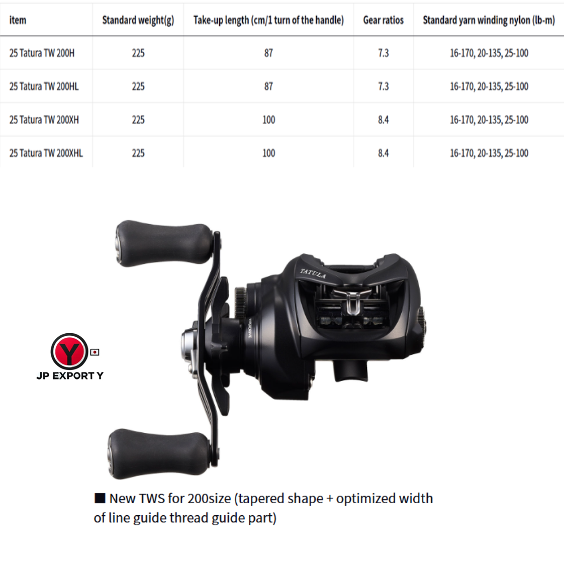 Daiwa 25'TATULA TW 200 拋投式魚餌輪多種型號200H/HL/XH/XHL/正品