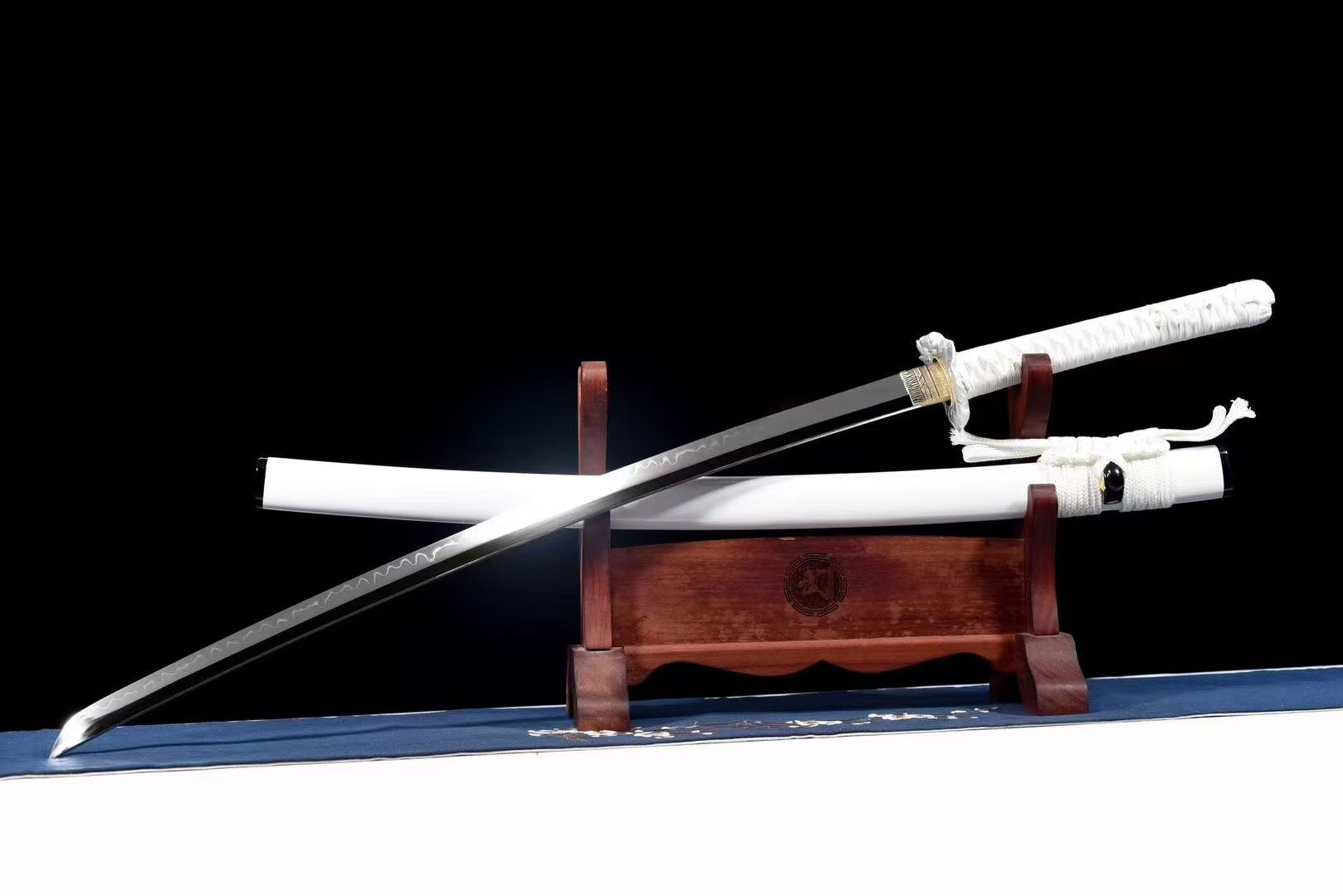 【典藏】超鏡面T10鋼燒刃白月魁武士刀 野太刀 Katana 居合道 打刀 長劍 寶劍 硬劍 收藏擺件 龍泉刀劍 未開刃 | 蝦皮購物
