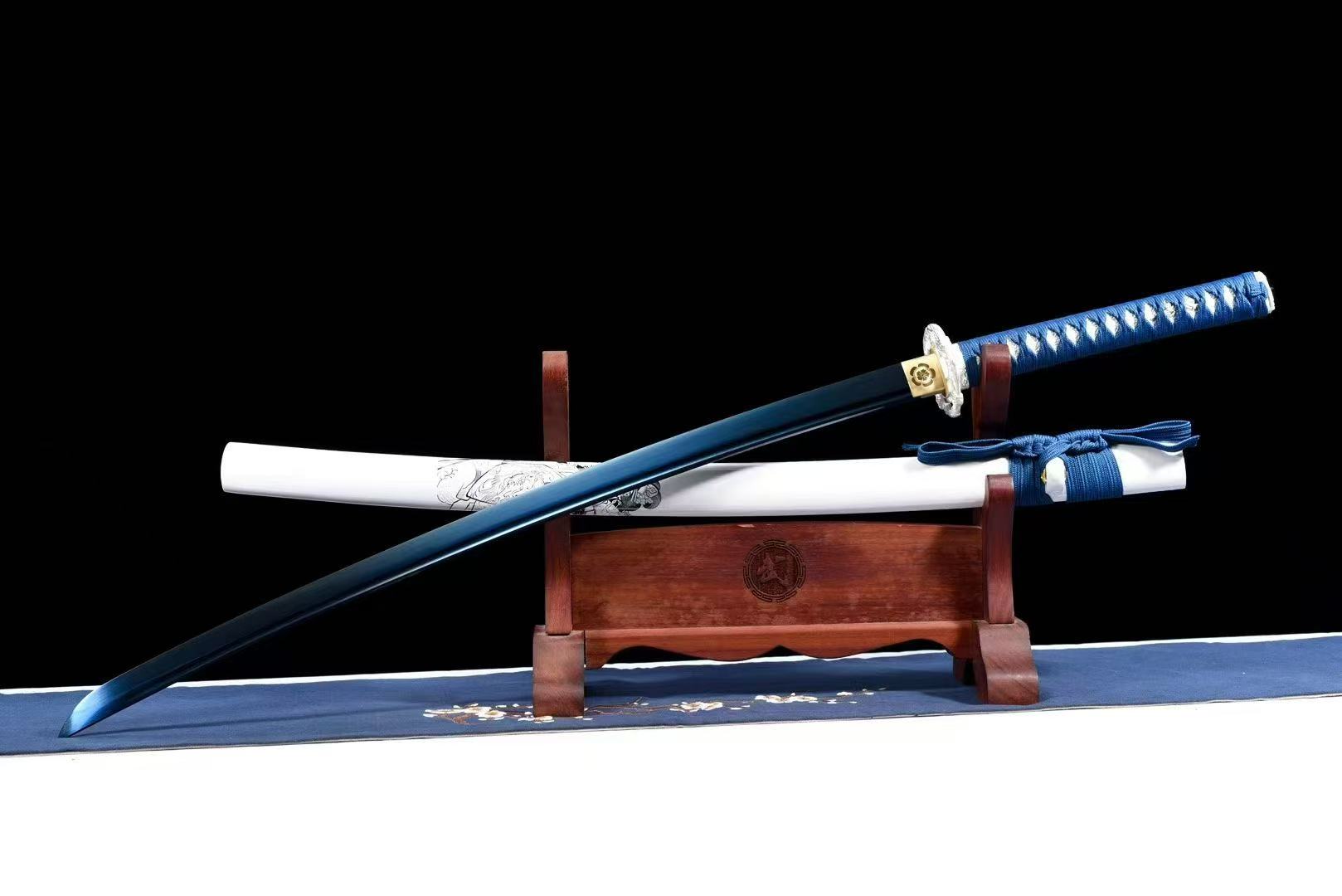 【廠家直銷】炫彩藍武士打刀《藝伎》武士刀 太刀 Katana 居合道 打刀 長劍 寶劍 硬劍 收藏擺件 龍泉刀劍 未開刃 | 蝦皮購物