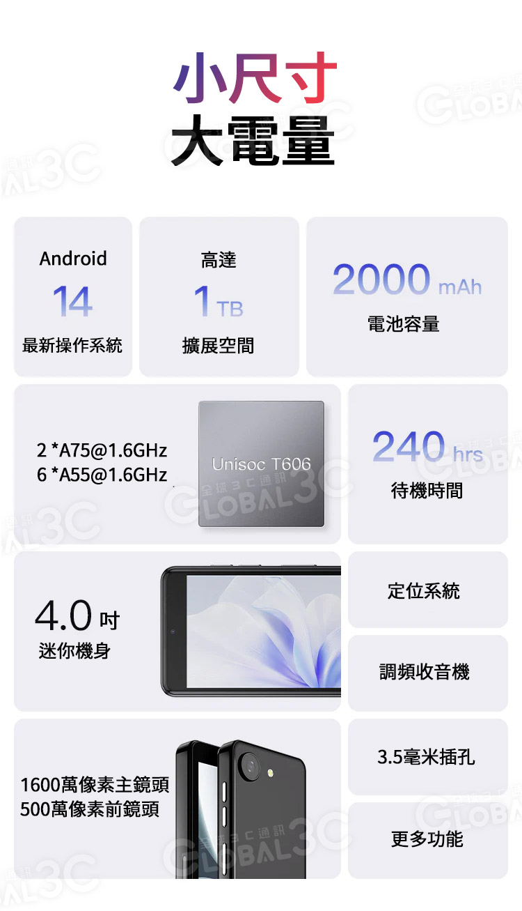 【Phonemax Q9 mini 安卓迷你手機】4吋 迷你手機｜1600萬像素｜IPS｜109g｜安卓14 | 蝦皮購物