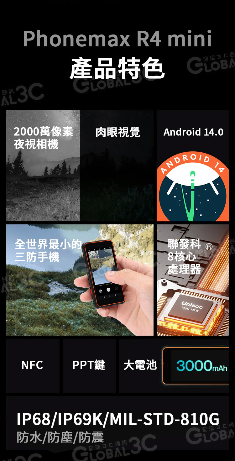 【Phonemax R4 mini 迷你三防手機】4吋螢幕｜2000萬像素｜夜視相機｜PTT鍵｜150g | 蝦皮購物