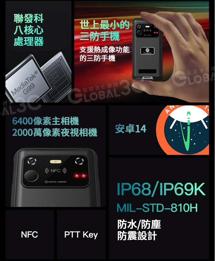 Phonemax R4 GT 迷你三防手機 Phonemax 6400萬像素 熱像儀+夜視 安卓14 | 蝦皮購物