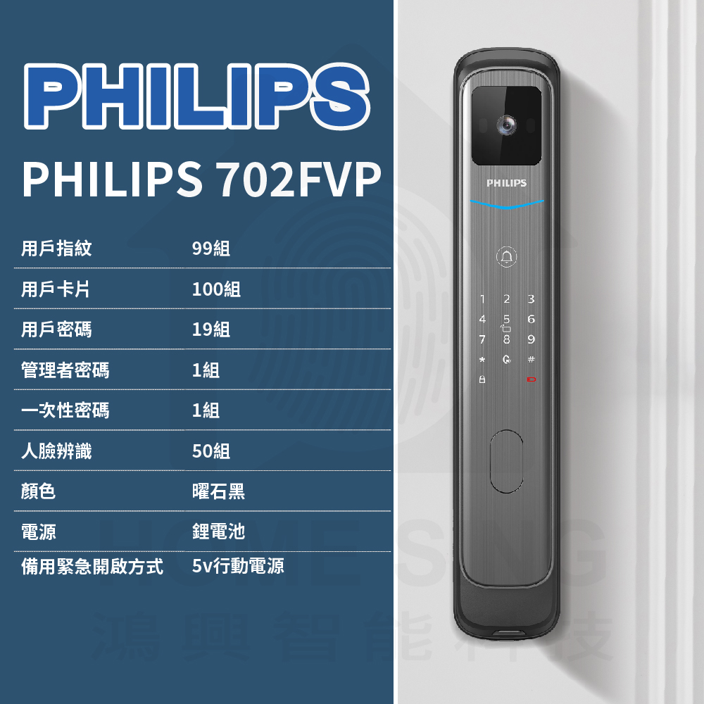 【10%蝦幣回饋】飛利浦Philips DDL702-FVP 人臉辨識 貓眼 指紋 卡片 密碼 鑰匙 遠端 電子鎖 | 蝦皮購物
