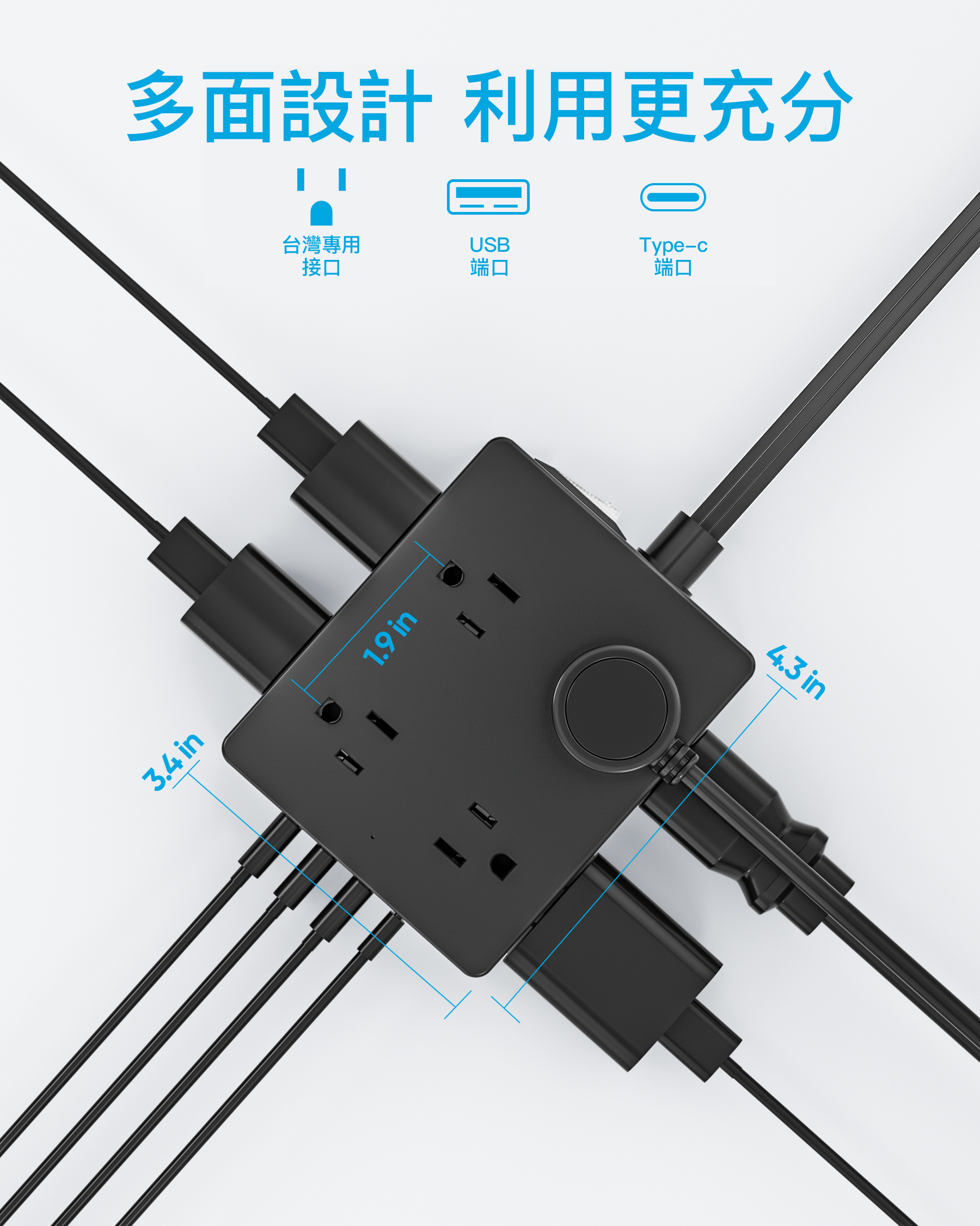 台灣現貨專用插座 方形壁插 擴充插座帶USB+Type C 轉接插座分接插座 防雷擊 過載保護安全耐用 延長缐插座 | 蝦皮購物