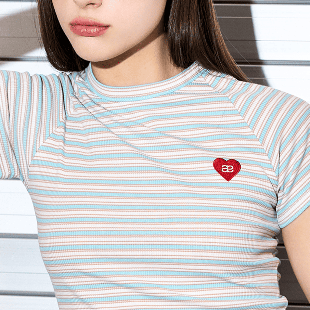 【VETEZE】25SS★ AubeA Stripe Heart Tension T-shirt VETEZE(ベテゼ) - オブエストライプハートテンションTシャツ