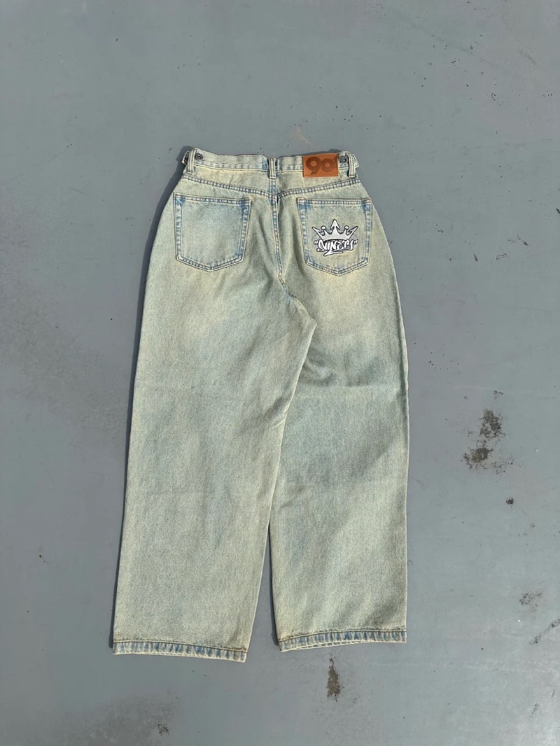 9090 King Logo Buggy Denim Pants | 蝦皮購物