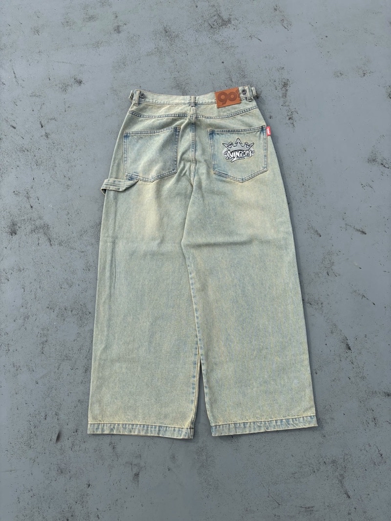 9090 King Logo Double Knee Buggy Pants | 蝦皮購物