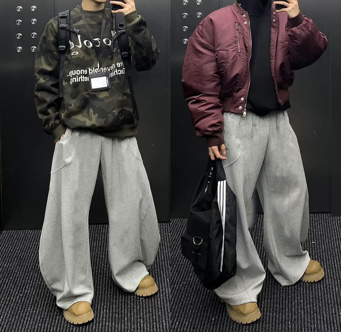 【K-2】cleanfit 解構線條 廓形 彎刀棉褲 彎刀褲 棉寬褲 大尺碼 棉褲 寬褲 闊腿褲 穿搭 長褲【KC49】 | 蝦皮購物