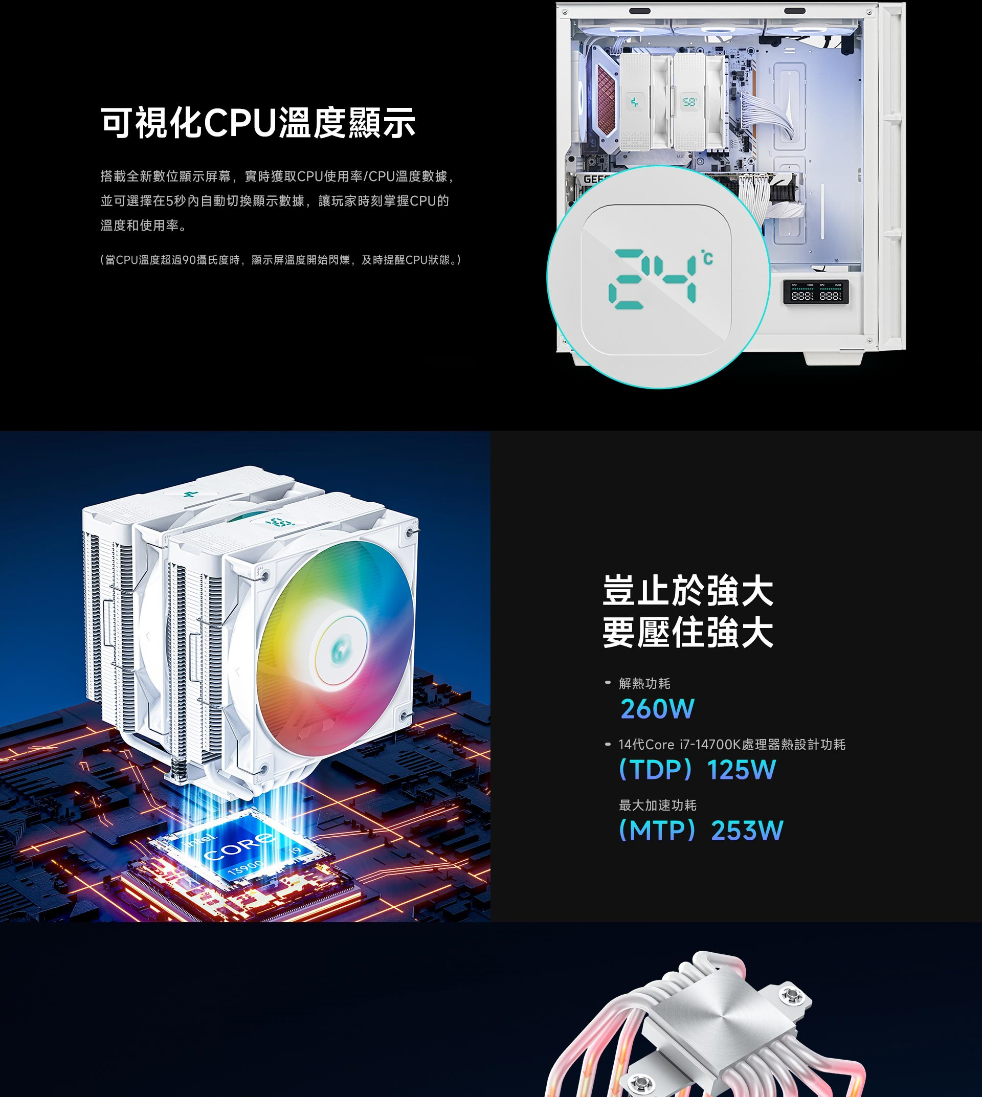 DEEPCOOL九州風神 AG620 WH ARGB 白/6導管/雙塔雙扇/溫度顯示/頂蓋數位面板 | 蝦皮購物