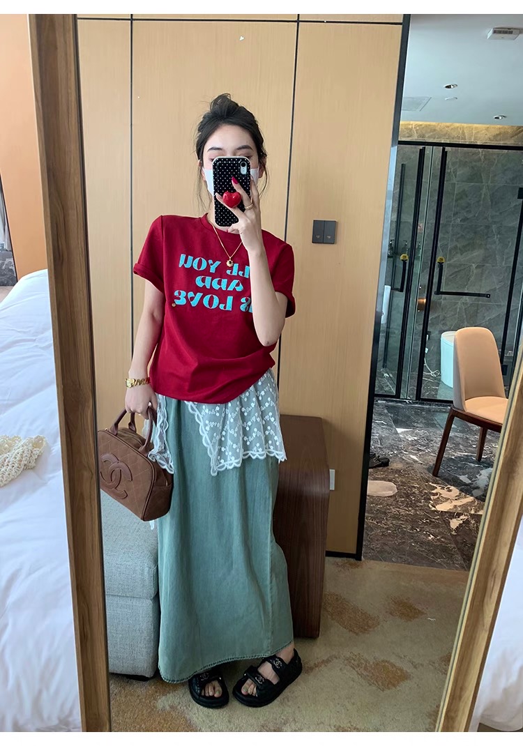 奈看服飾/隔日到貨韓代同款 韓風街拍顯白的日常 撞色字母圓領寬鬆夏季Tee 短袖 上衣 t恤 | 蝦皮購物