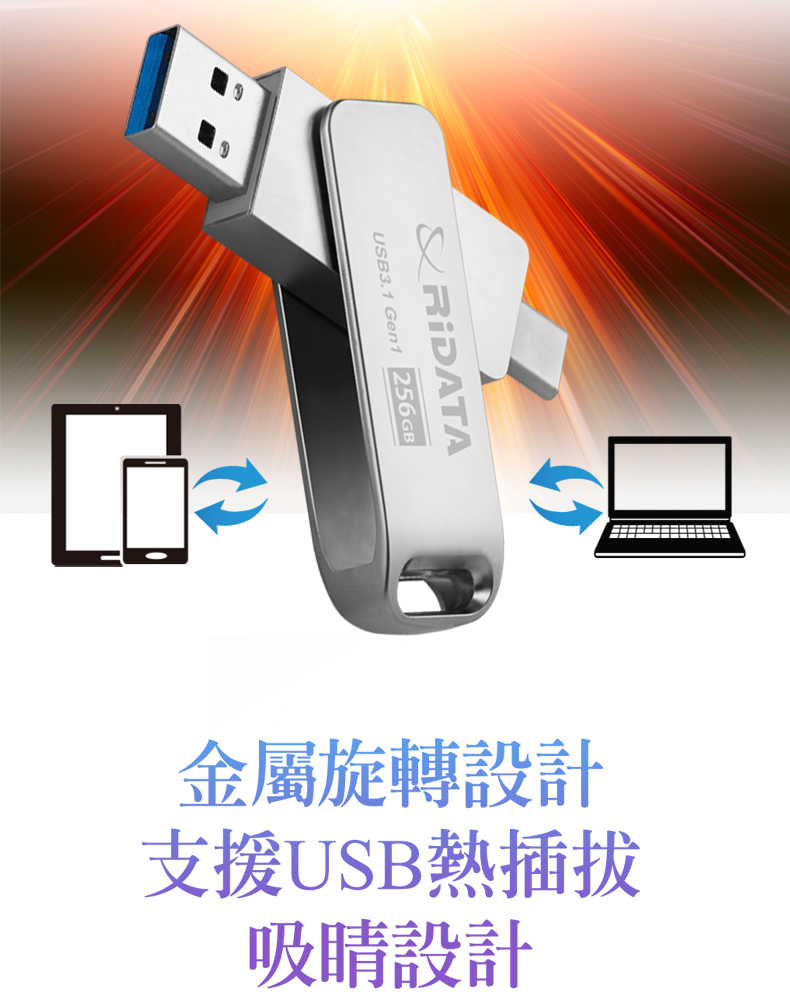 RIDATA 錸德HT4 USB3.1 Gen1+TypeC 雙介面OTG隨身碟 16GB | 蝦皮購物