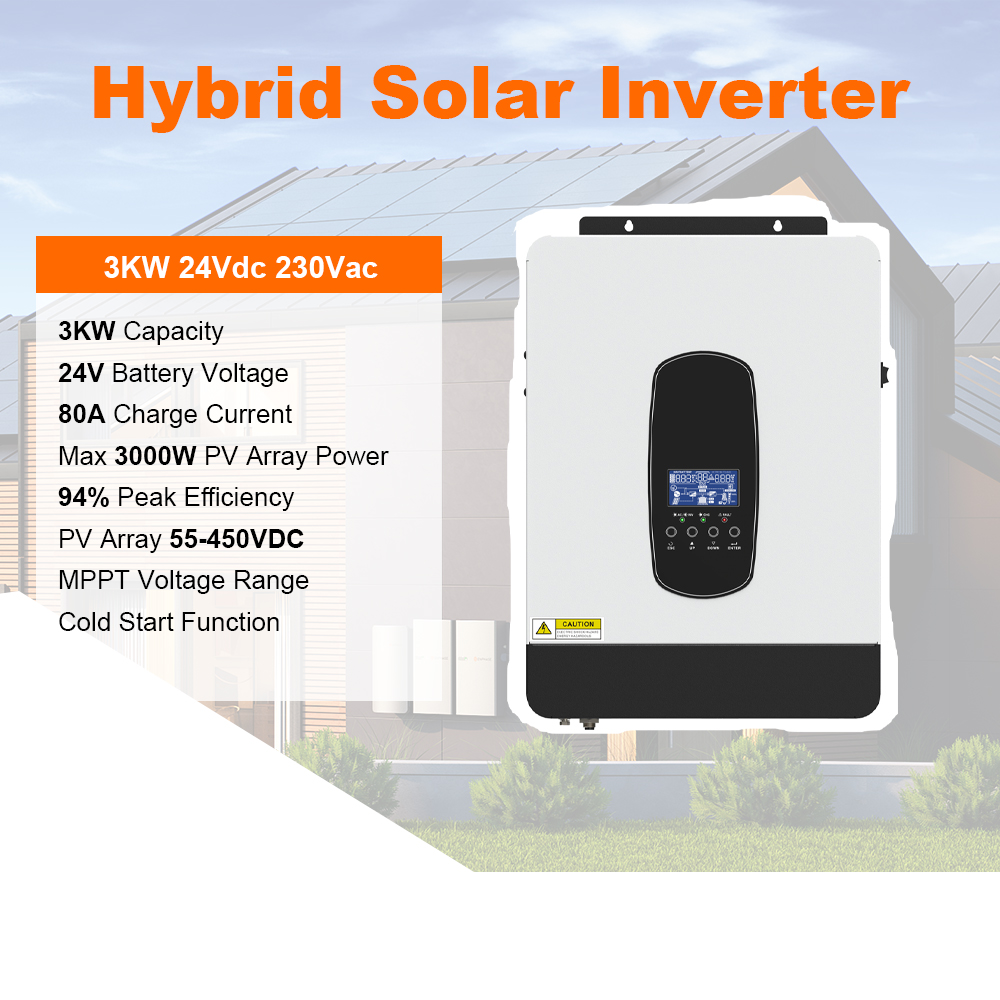 3KW 24V 混合太陽能充電逆變器 內置80A MPPT太陽能充電控制器 50/60Hz自動切換 | 蝦皮購物