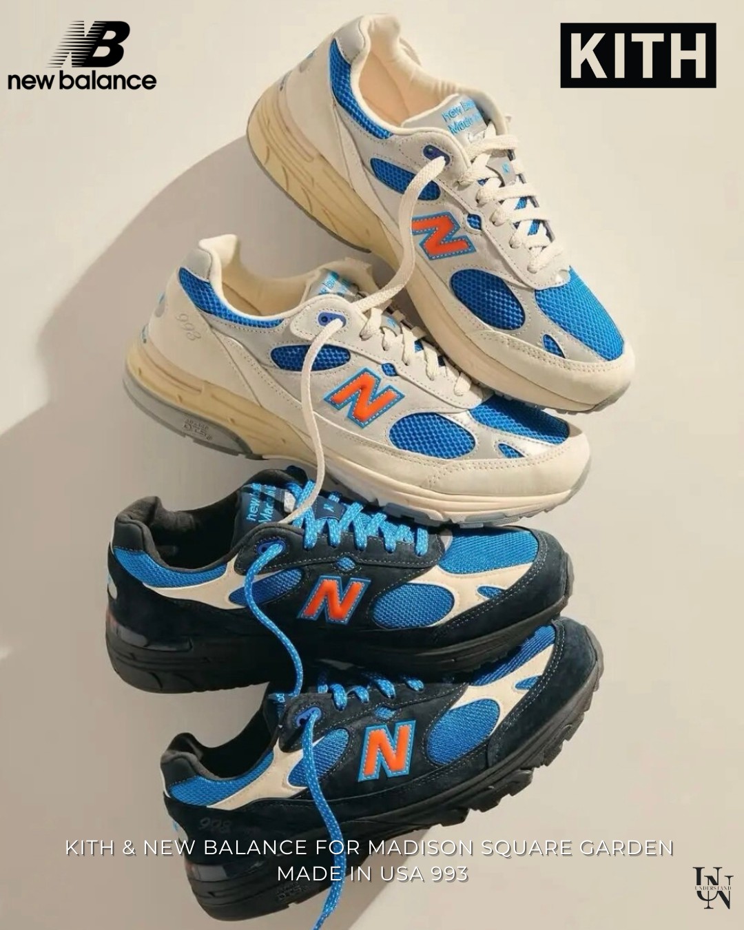 UN 預購▸ KITH x New Balance 993 主場白藍橘U993MS 客場黑藍橘U993MG