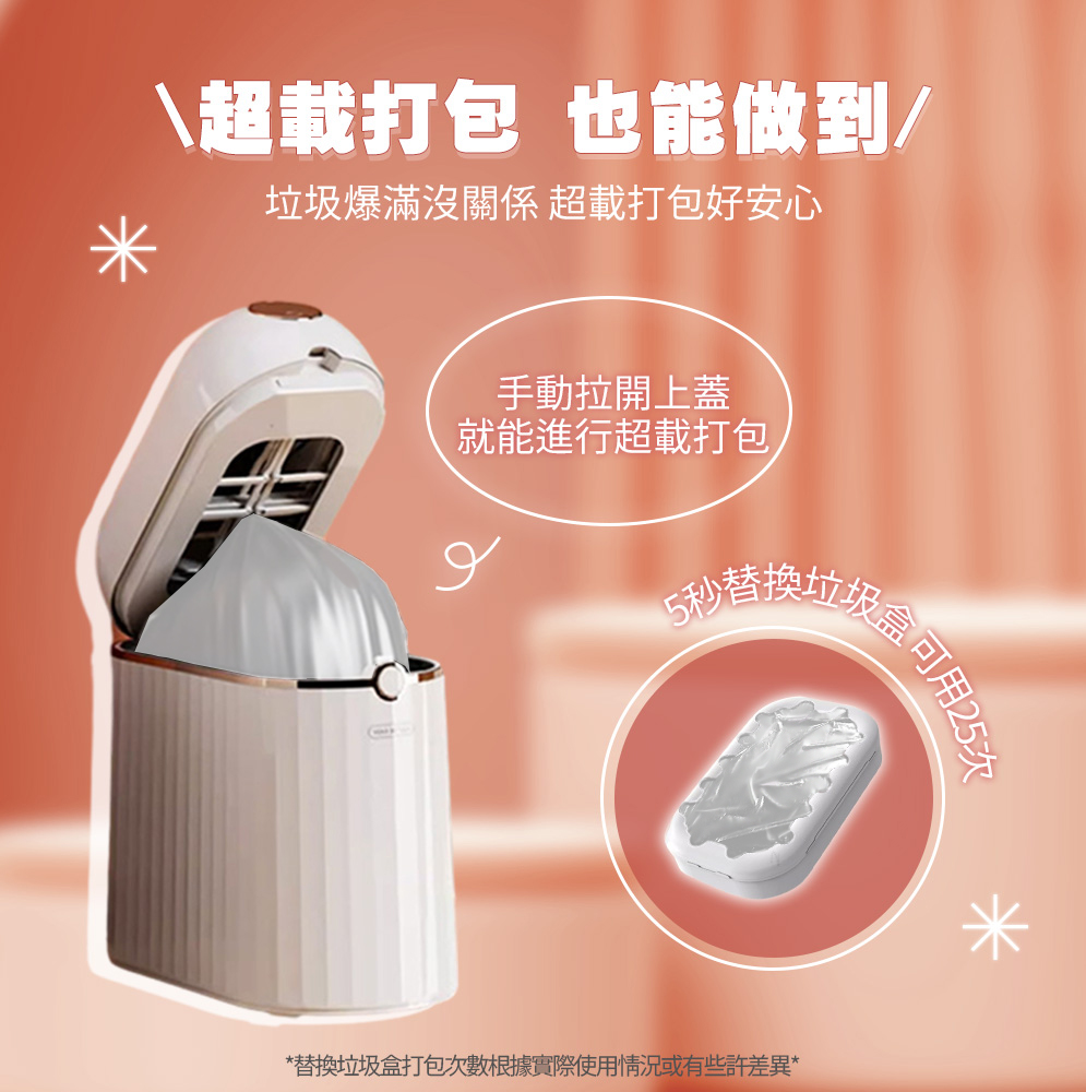 【LC全自動打包垃圾桶 PLUS浴室版】高質感 一鍵打包換袋