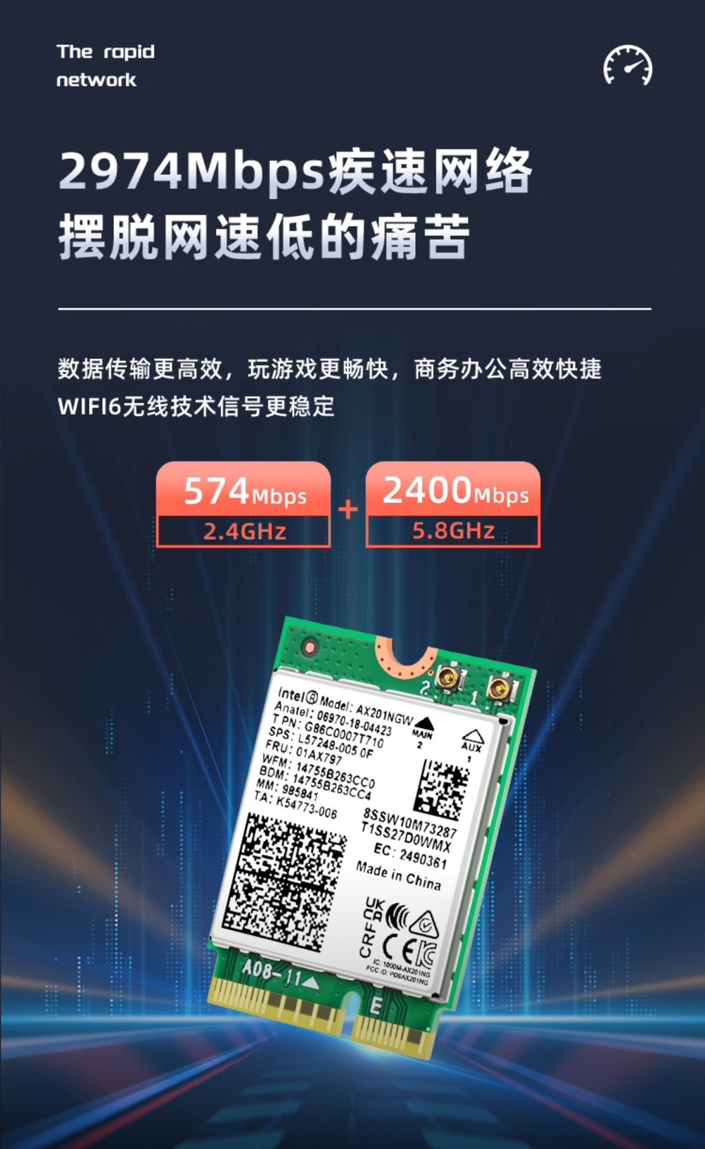 《啾吉小舖》現貨 Intel AX201 無線網卡｜Wi-Fi 6｜M.2 CNVio2｜筆電專用雙頻網卡 | 蝦皮購物