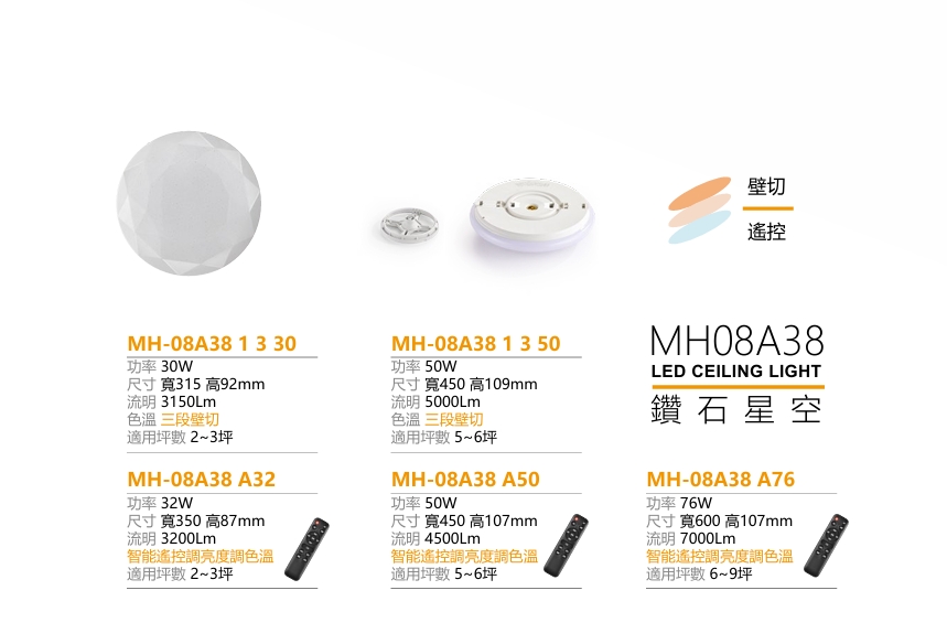 新莊好商量~MARCH LED 16W 30W 50W 55W 吸頂燈 全電壓 鑽石 晶耀 高圓 三款 保固一年 陽台燈 | 蝦皮購物