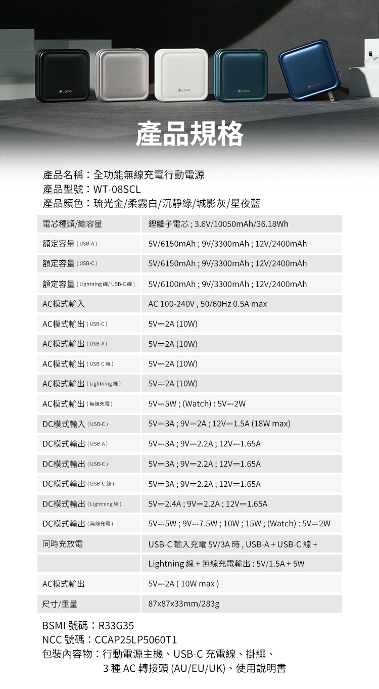 【LaPO】日本松下電芯10050mAh WT08S 行動電源 贈國際轉接頭 可上飛機 快充附充電線 最新款 無線充 | 蝦皮購物