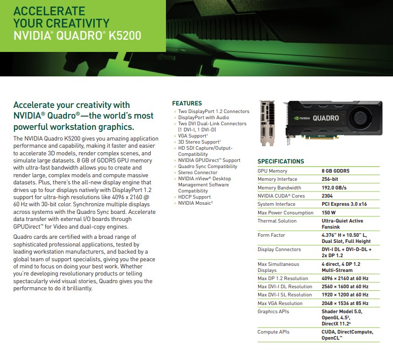 【台灣現貨 原裝中古良品】NVIDIA Quadro K5200 k5000 k6000 高階專業繪圖卡 顯示卡3D建模 | 蝦皮購物
