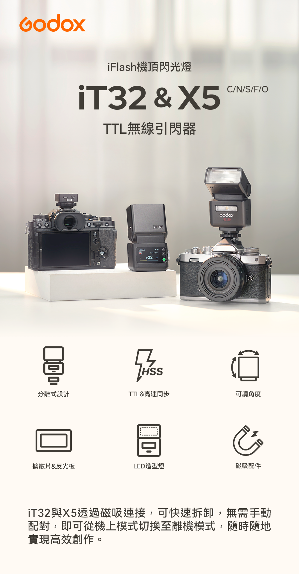 Godox IT32 迷你相機閃光燈小型便攜 TTL高速同步 自動測光 X5磁性底(需要請先私訊 | 蝦皮購物