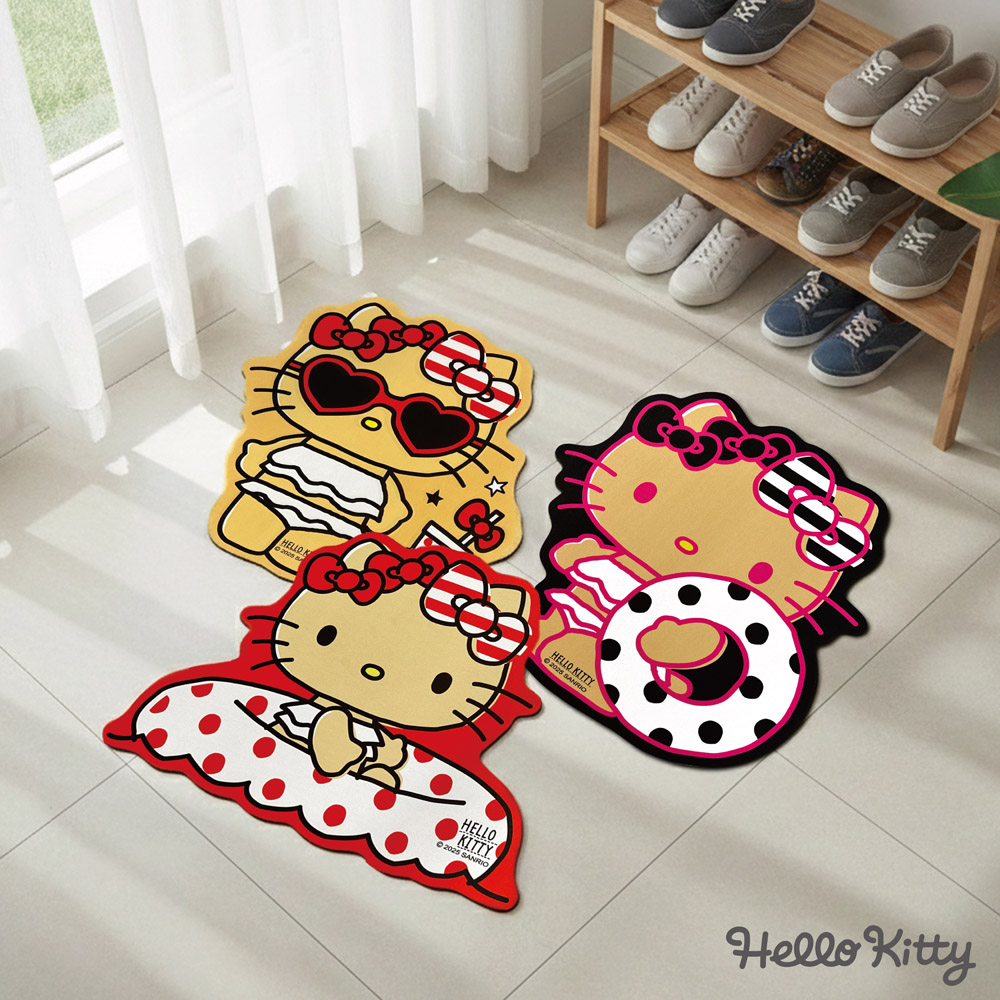 【Sanrio三麗鷗】曬黑Hello Kitty 造型軟式地墊-紅/沙灘/黑（止滑地墊）糙灰搭系列 | 蝦皮購物