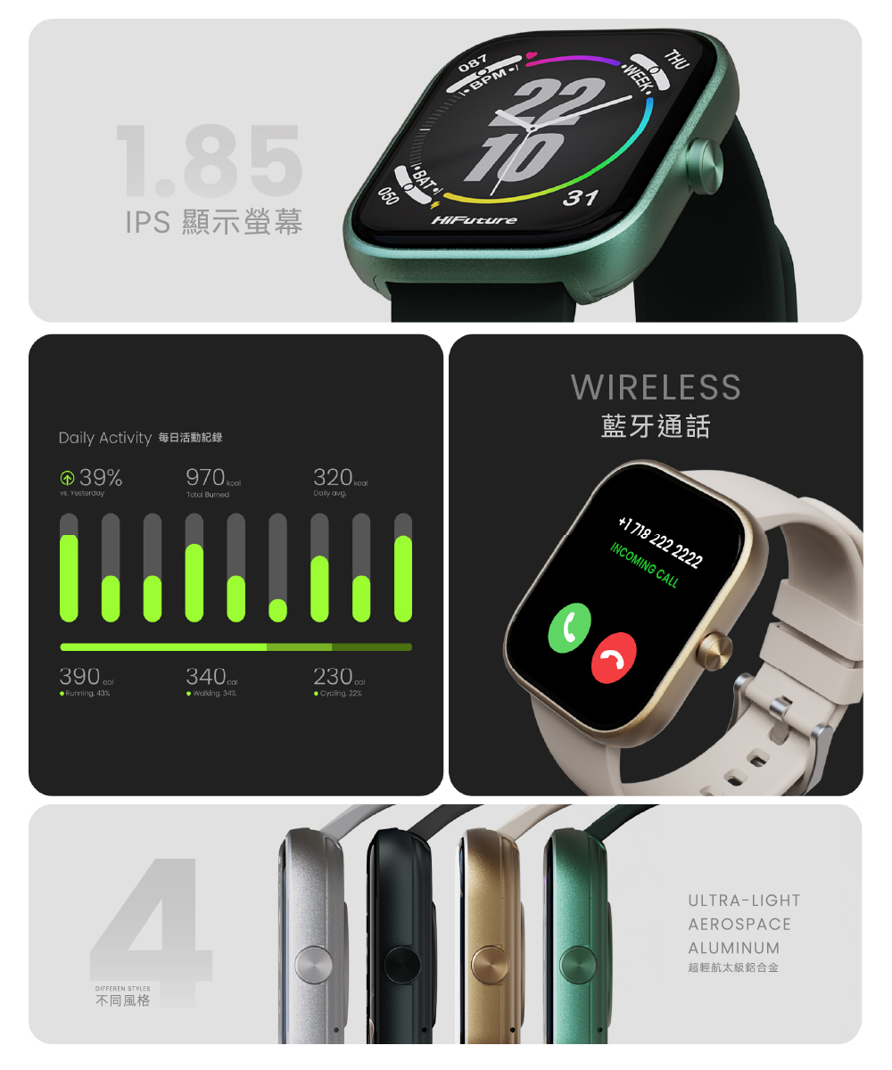 新品上市．HiFuture 】LUME 智慧型手錶 1ATM防水/心率偵測/血氧偵測/運動模式/藍牙通話 | 蝦皮購物