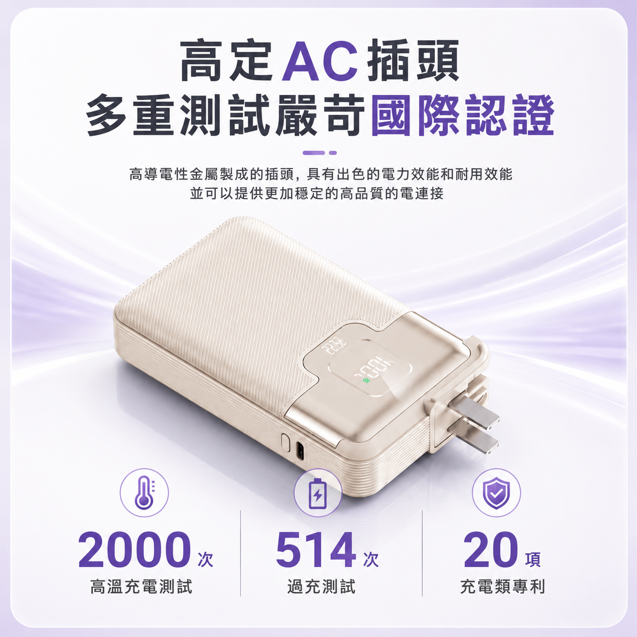 當天出貨【Wh/3CCC標識/三年質保】可上飛機 AC插頭行動充 行充20000mAh 自帶雙線 行動電源 PD快充 | 蝦皮購物