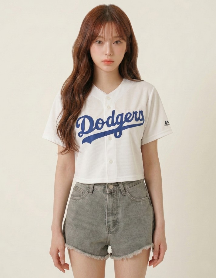 MLB Majestic 女款短版 洛杉磯 道奇隊 Los Angles Dodgers Woman 刺繡版 棒球衣 | 蝦皮購物