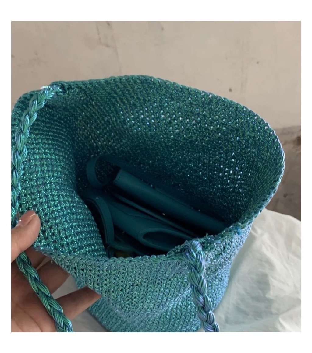 沐希包達人：手工編織包包女 金屬絲銀色手提包 高級感輕奢大容量水桶單肩包 | 蝦皮購物