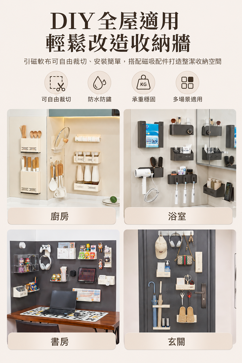 引磁軟布評價｜免釘磁吸牆貼真的好用嗎？我家廚房收納改造心得 (6/12)