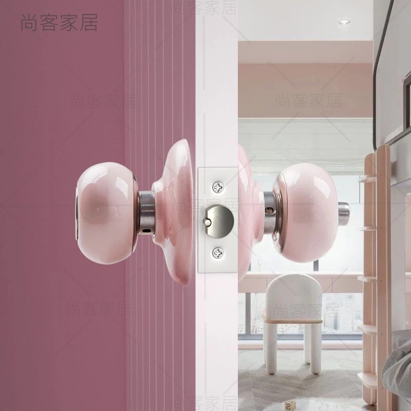 [破損補發]喇叭鎖 陶瓷锁 尼彩色洗手间圆形锁 卧室通用型室内房门锁 不锈钢白色球形锁 | 蝦皮購物