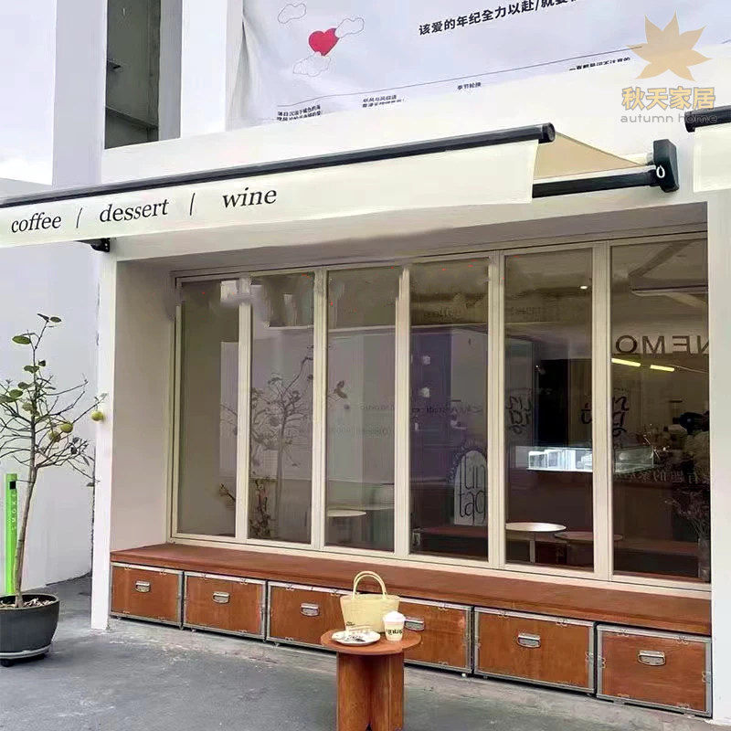 【秋天家居】訂製店面門頭雨棚 門面裝飾篷 手搖電動院子陽台戶外防雨伸縮式蓬 遮陽棚 遮雨棚 摺疊棚 伸縮棚 | 蝦皮購物