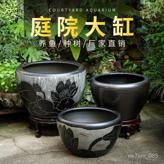 特大荷花缸 • 金魚缸 陶瓷大缸錦鯉金魚缸仿古特大號荷花缸庭院大水缸招財獅耳缸