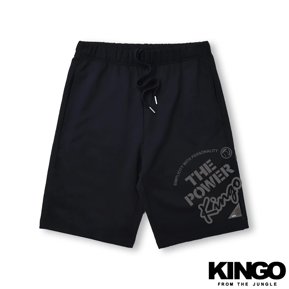 KINGO大尺碼男｜黑色LOGO印花棉褲 313303｜官方直營 | 蝦皮購物