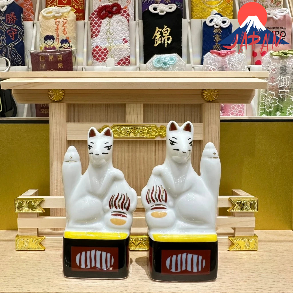 白狐像　神棚 ⛩️日本御守神棚⛩️ 🇯🇵 日本帶回木製神社御守神棚神龕狐神像靜岡