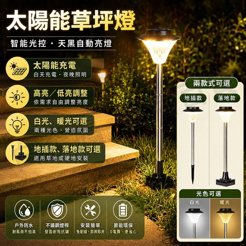台灣現貨🌞太陽能草坪燈39LED 太陽能地插草坪燈插地燈庭院燈太陽能燈