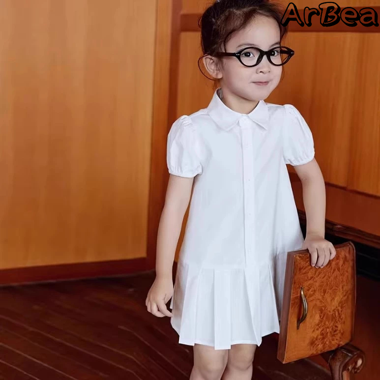 【Arbea】兒童裝女童裙子學院風單排扣洋裝襯衫裙夏裝新款【C1392】 | 蝦皮購物