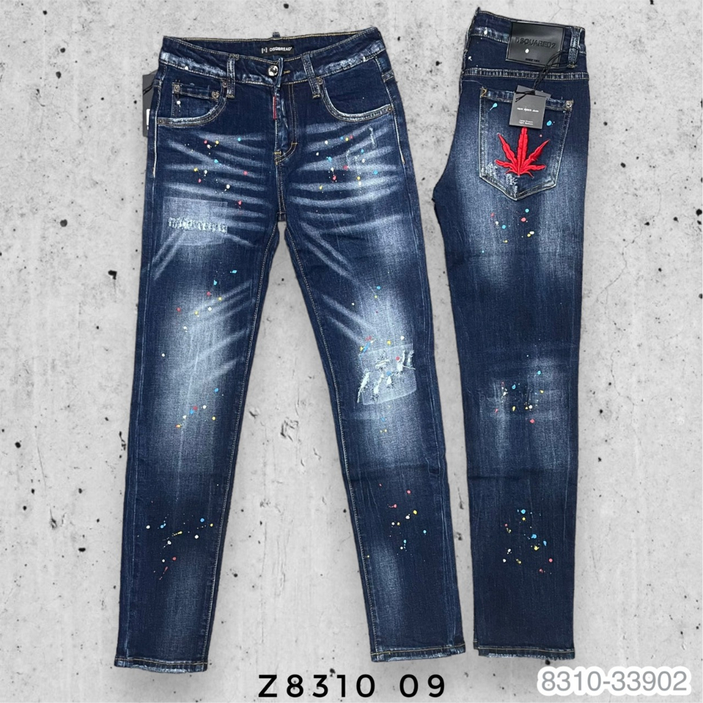 Dsq2 Jeans 藍色噴漆牛仔褲 DSQUARED 亮藍色噴漆牛仔褲 | 蝦皮購物