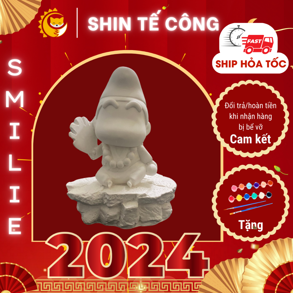 Shin Plaster Statue Paint Smilie XLSHIN01 雕像 Tet 裝飾(帶丙烯酸色和畫筆 | 蝦皮購物