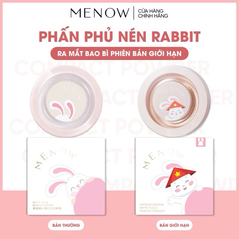 [送棉粉] Menow 粉末塗層鹼性、防水、完美覆蓋 menow Rabit Compact Powder 8.5g | 蝦皮購物