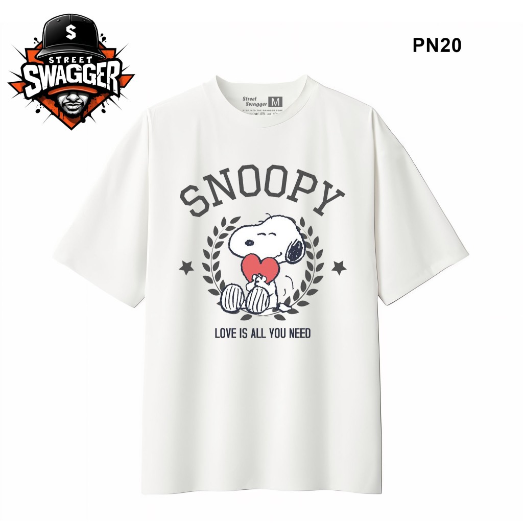 Street Swagger 品牌花生系列白色 t 恤,史努比卡通 t 恤 PN23 PN20 | 蝦皮購物
