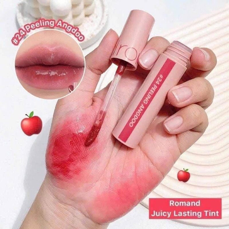 Romand Juicy Lasting Tint Gloss 口紅顏色 24 去皮 Angdoo 粉色淺紅色 5.5g | 蝦皮購物