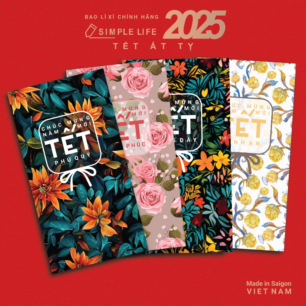 Futurebook 2026 新年快樂紅包,高品質 Binh An Tet Flowers 與閃光紙設計 (L387) | 蝦皮購物